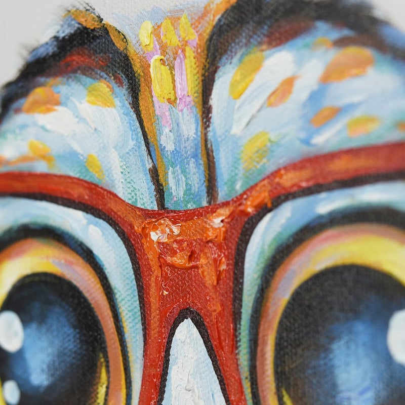 JAPO ART فن حيوانات مضحك بنظارات - لوحة بومة مرسومة باليد - صور بومة ملونة - ديكور جدار لغرفة الأطفال - غرفة المواليد - غرفة النوم 24x24 بوصة - Image 3
